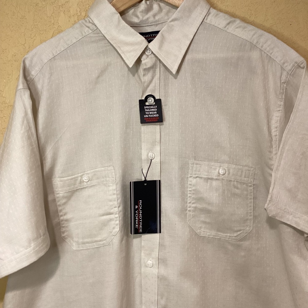 Rountree & York NWT Short Sleeve, Button Up, Collar Shirt, Men's XL, 100% Cotton - Picture 2 of 6